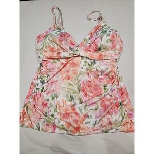Ralph Lauren Swim Top Size 16W NWT Pink Green Floral